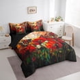 thumbnail image 2 of Ensemble de Literie Complet à Fleurs de Coquelicots 7 Pcs, Ensemble de Couette Botanique Rustique à Fleurs Rouges en Floraison avec Draps, Ensemble de Lit Style Vitrail Artistique Papillon de Jardin dans un Sac avec Housses d'Oreiller, 2 of 5