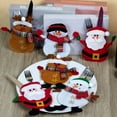 thumbnail image 6 of 6 Pieces Christmas Tableware Holder Silverware Holders Pockets Forks Bag Snowman Santa Claus Elk Decor for Xmas Dinner Table Decorations, 6 of 11