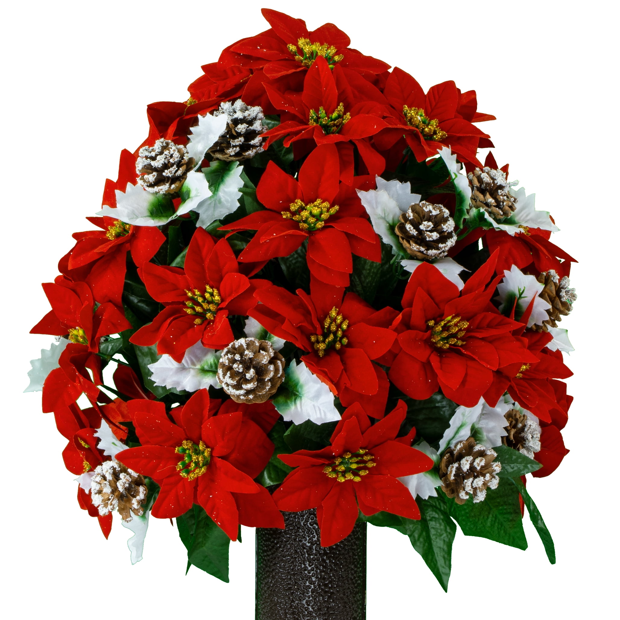 Sympathy Silks Artificial Cemetery Flowers, Christmas Bouquet, Red ...