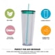 thumbnail image 3 of Taza de agua fría de plástico de doble capa de 750 ml, taza de bebida transparente, taza de agua con pajita con tapa de color, 3 of 5