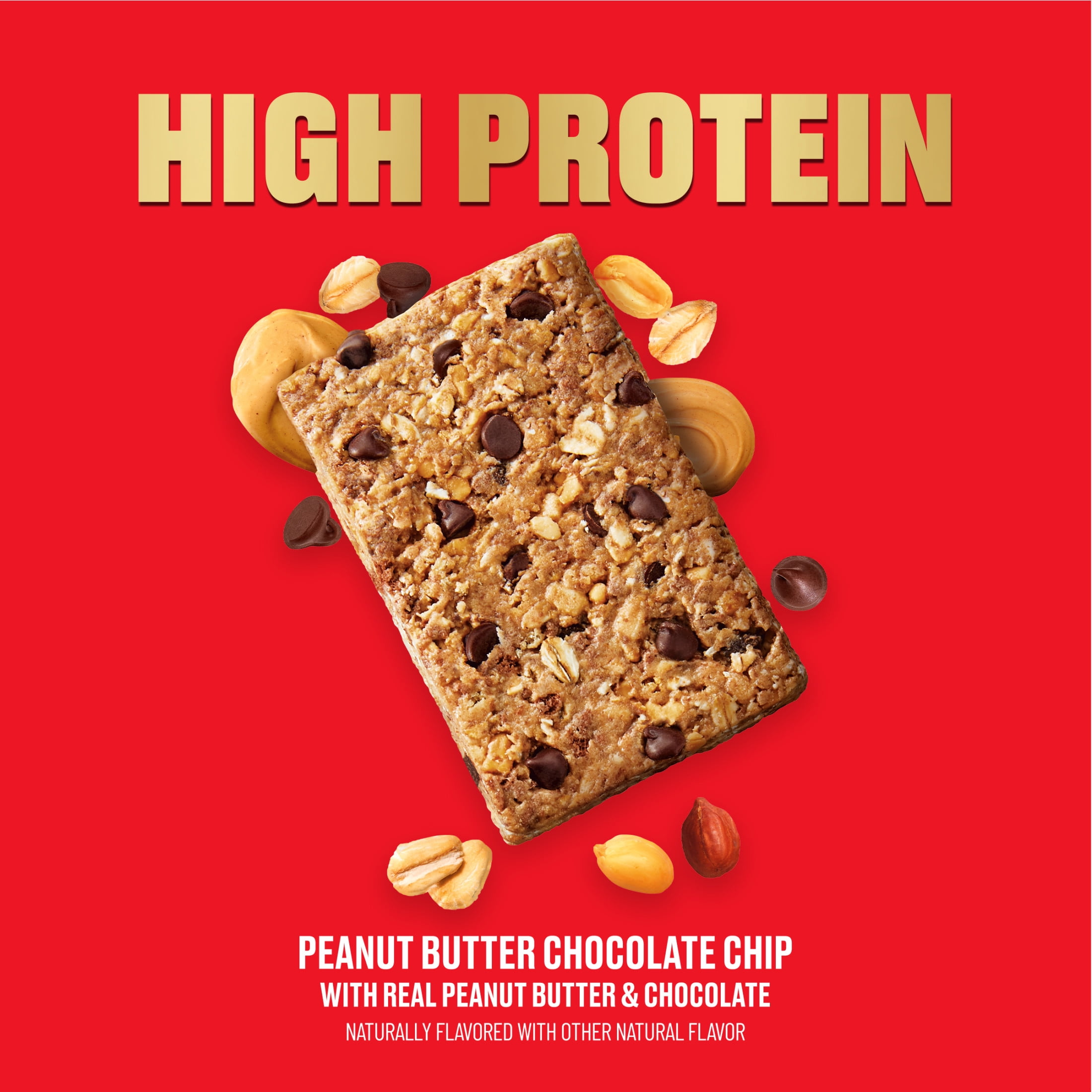 CLIF HIGH PROTEIN Bars - Peanut Butter Chocolate Chip - 20g Protein - 5g Fiber - Non-GMO (4 Count)