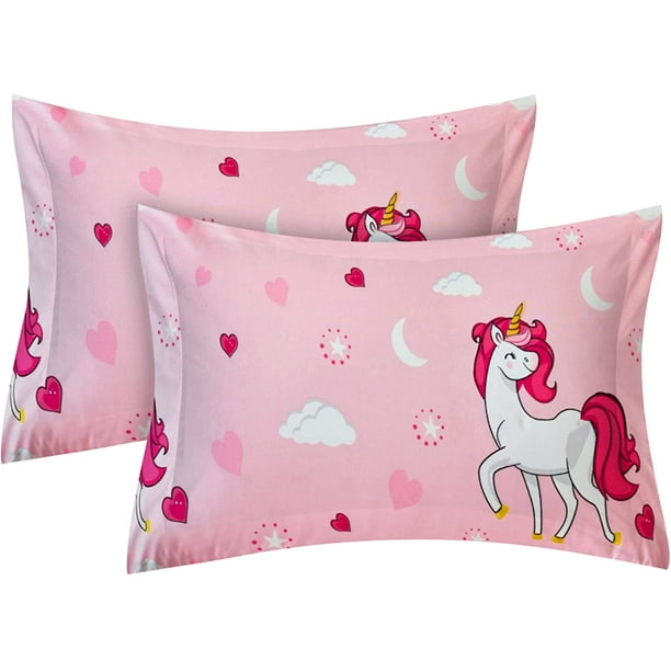 Taies d'oreillers Licorne mignonne dormant sur la lune 3D effet 2