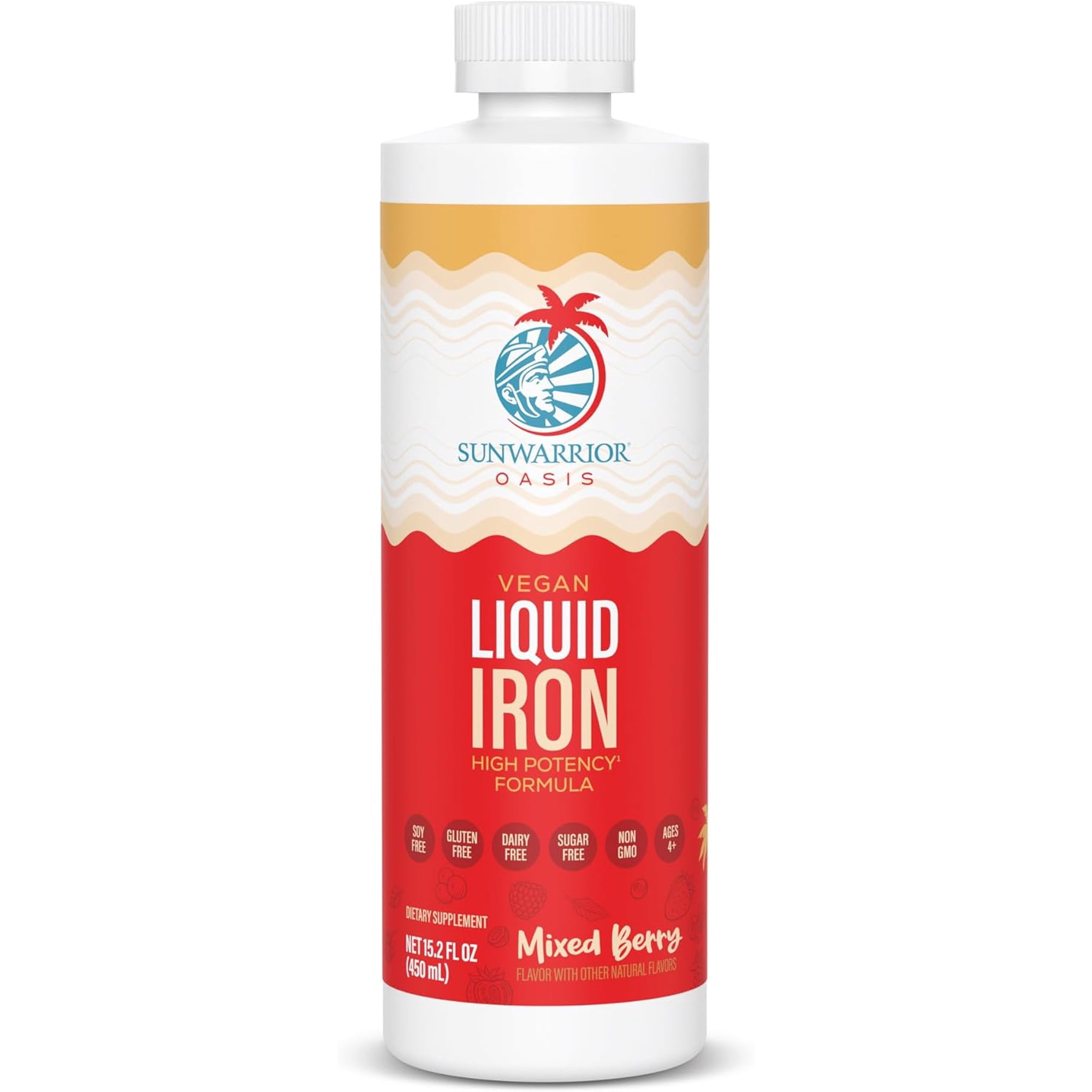 Sunwarrior Liquid Iron Supplement for Women, Fast-Absorbing Immune Support, Mixed Berry 15.2 fl oz