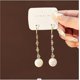 thumbnail image 2 of Pendientes largos con borlas y perlas para mujer Pendientes de perlas de agua dulce y diamantes de imitación Joyería Pendientes con perlas en forma de gota, 2 of 8