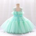 thumbnail image 6 of Summer Savings! TAGOLD Toddler Girls Net Yarn Embroidery Rhinestone Bowknot Birthday Party Gown Long Dresses Green 3-4Years, 6 of 6