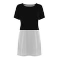 thumbnail image 3 of Womens Summer Dresses Sevevn Women's Casual Color-Blocking Printed Short-Sleeved Round-Neck Dress, 3 of 4