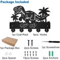 thumbnail image 3 of Dinosaur Coat Rack Wall Mount Palm Tree Ancient Animal Wood Key Holder for Wall 11.8×7.9inch Decorative Key Hooks with 5 Alloy Hooks for Gift Entryway Front Door Hallway Kitchen Office, 3 of 9