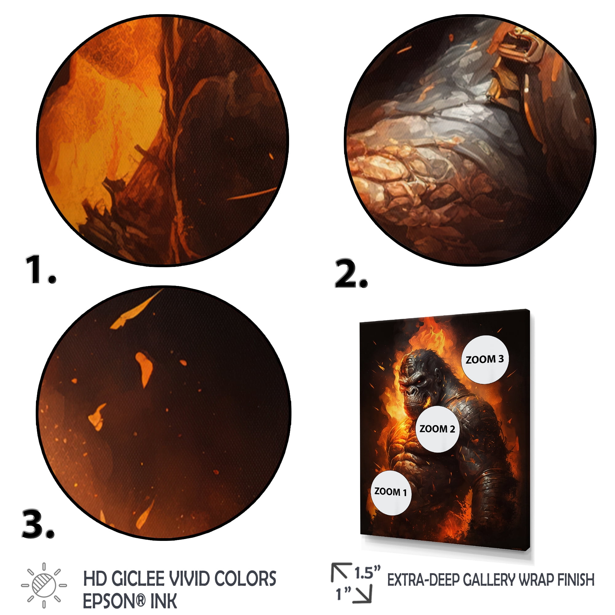 Designart Gorilla Fireball Canvas Wall Art
