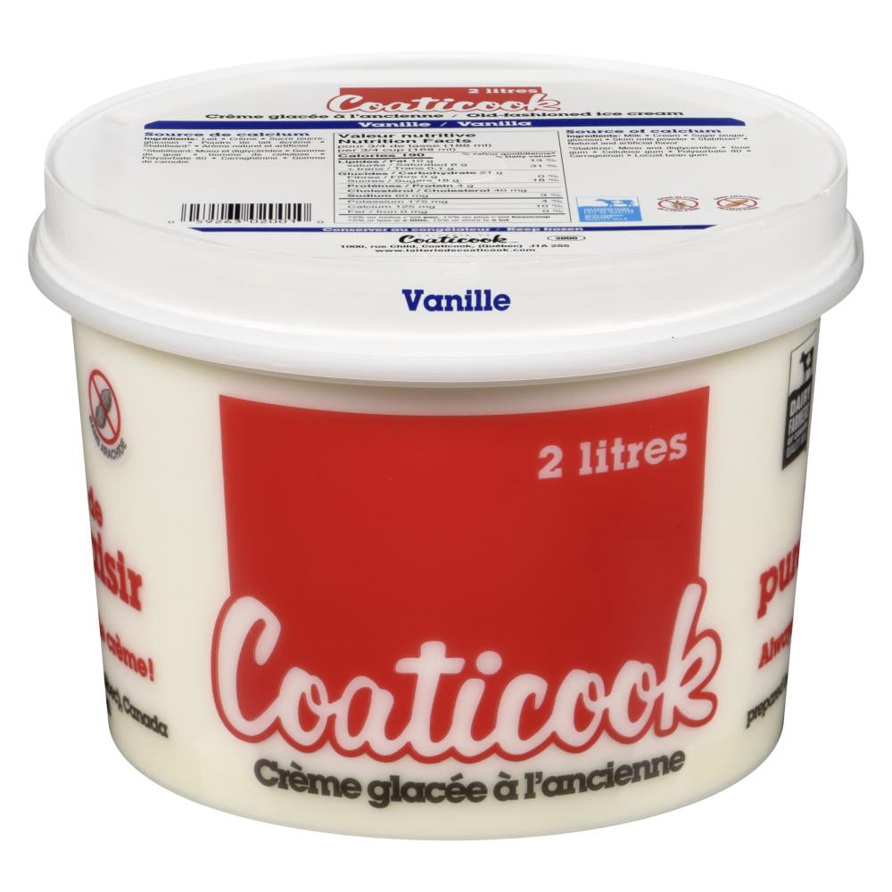 Coaticook Vanilla Ice Cream, Peanut-Free, Gluten-Free, 2 L