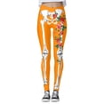 thumbnail image 4 of Gyexs Halloween Legging for Plus Women Funny Graphic High Waist Leggings Pumpkin Ghost Printed Gym Yoga Pants Halloween Pj Pants #04 Orange Size XXL, 4 of 5