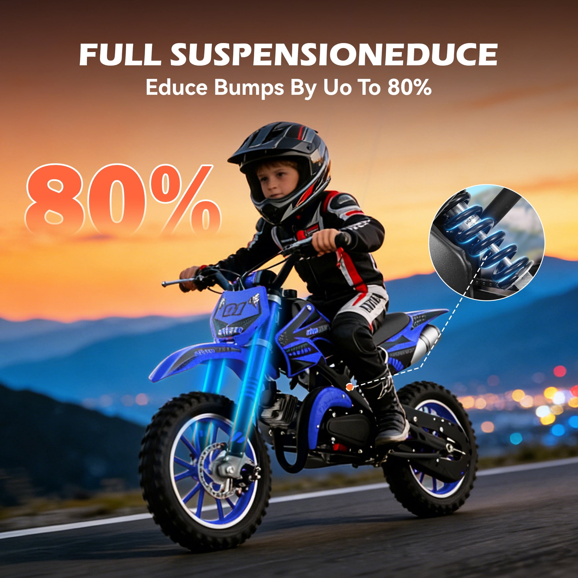 Gpower 49cc Dirt Bike for Kids 6-15,2-Stroke Gas Powered Mini Dirt Bike,1.5L Fuel Capacity,1-Seater,Blue