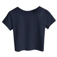 thumbnail image 3 of Outfmvch crop tops for women tube top tshirts shirts for women going out tops Round Neck Tee graphic tees for women Short Sleeve Ruched short sleeve crop Cotton Crop Tops wrap top Blue XL, 3 of 4