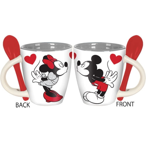 9 x 9 x 16,5 cm Plastica Disney Mickey Mouse Coffee to Go Tazza Mickey Kiss 400 ML Colore Bianco 
