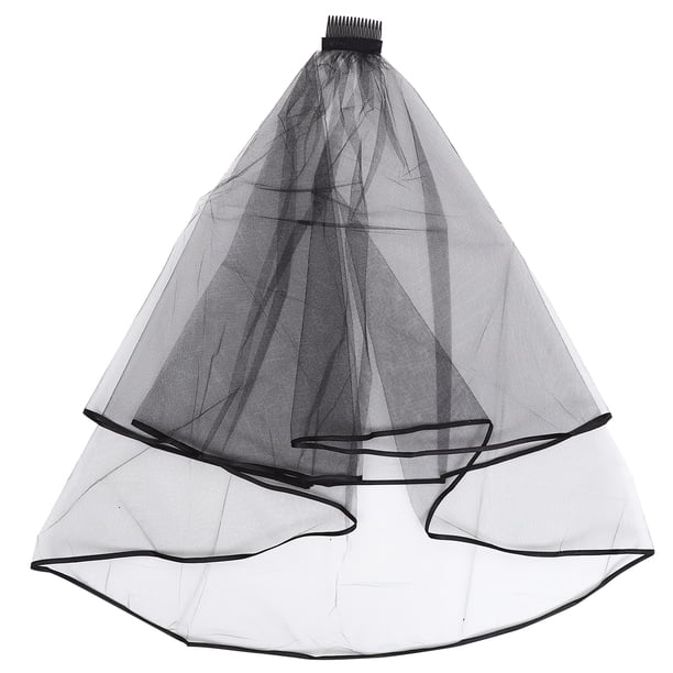 KAKOWELY Velo de novia, velo de novia, velo corto para fiesta de bodas, velo de doble capa, accesorio para fotos con peine