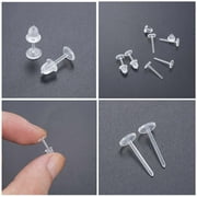 Fiaya Women Invisible Plastic Earrings, Clear Earrings, 25 Pairs Of Clear Plastic Post Earrings and Earring Backs Silicone