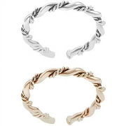 Brinley Co. Sterling Silver Handcrafted Rope Design Toe Ring Set
