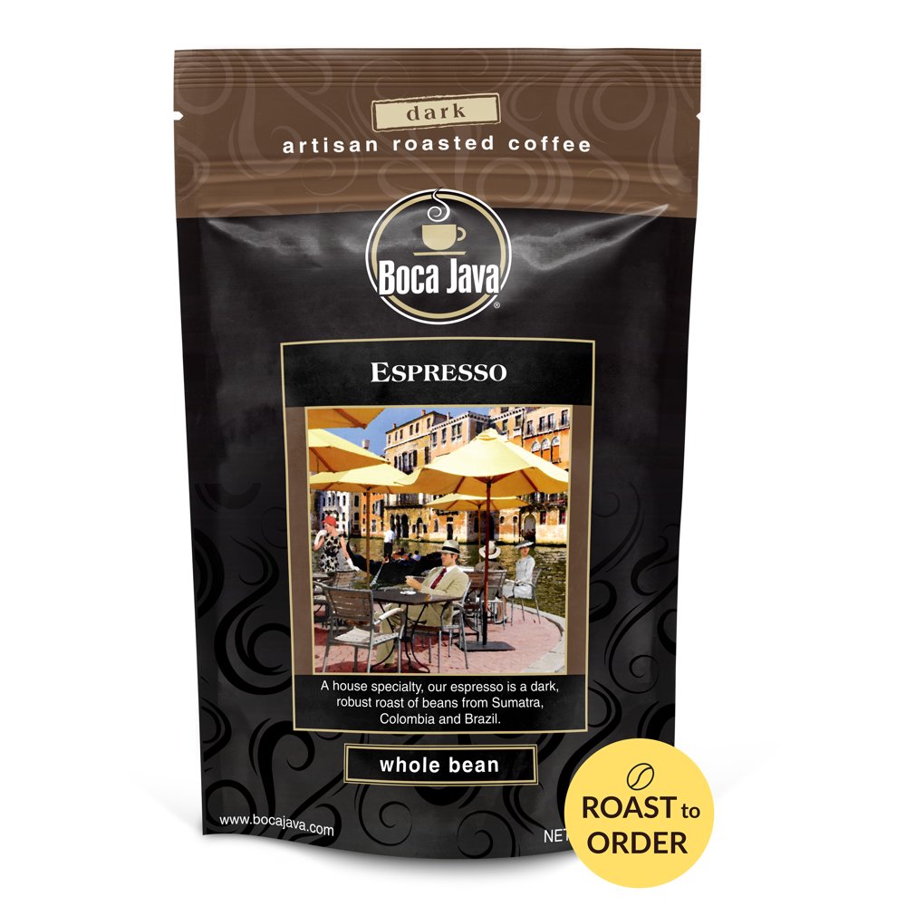 Boca Java Boca Espresso Whole Bean Coffee, Dark Roast, 8 oz. Bag, 100