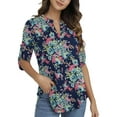 thumbnail image 2 of Traleubie Plus Size Floral Tunic Tops for Womens 3/4 Roll Sleeve V Neck Blouses Long Sleeve Shirts of Female, 2 of 7