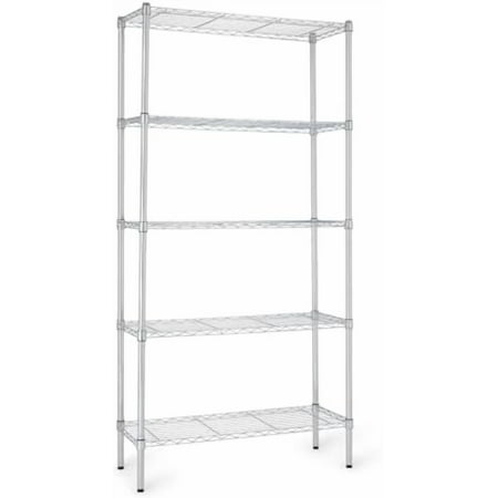 5-Shelf Adjustable Heavy Duty Steel Wire Rack Storage Shelving Organizer for Kitchen, Garage, 36" L x 14" W x 72" H, Black