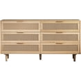 thumbnail image 4 of Multi Purpose 6-Drawers Modern Natural Rattan Drawer Storage Cabinet with Ample Storage Space for Bedroom and Living Room (59.06" Natural), 4 of 9