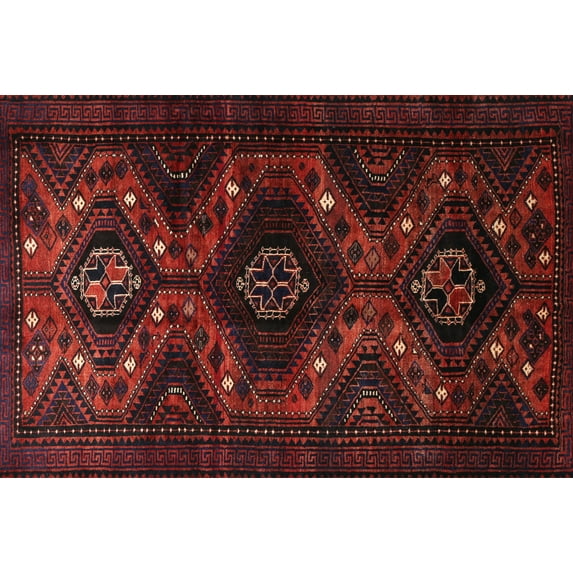 Ahgly Company Machine Washable Indoor Rectangle Traditional Crimson Red Area Rugs, 5' x 7'