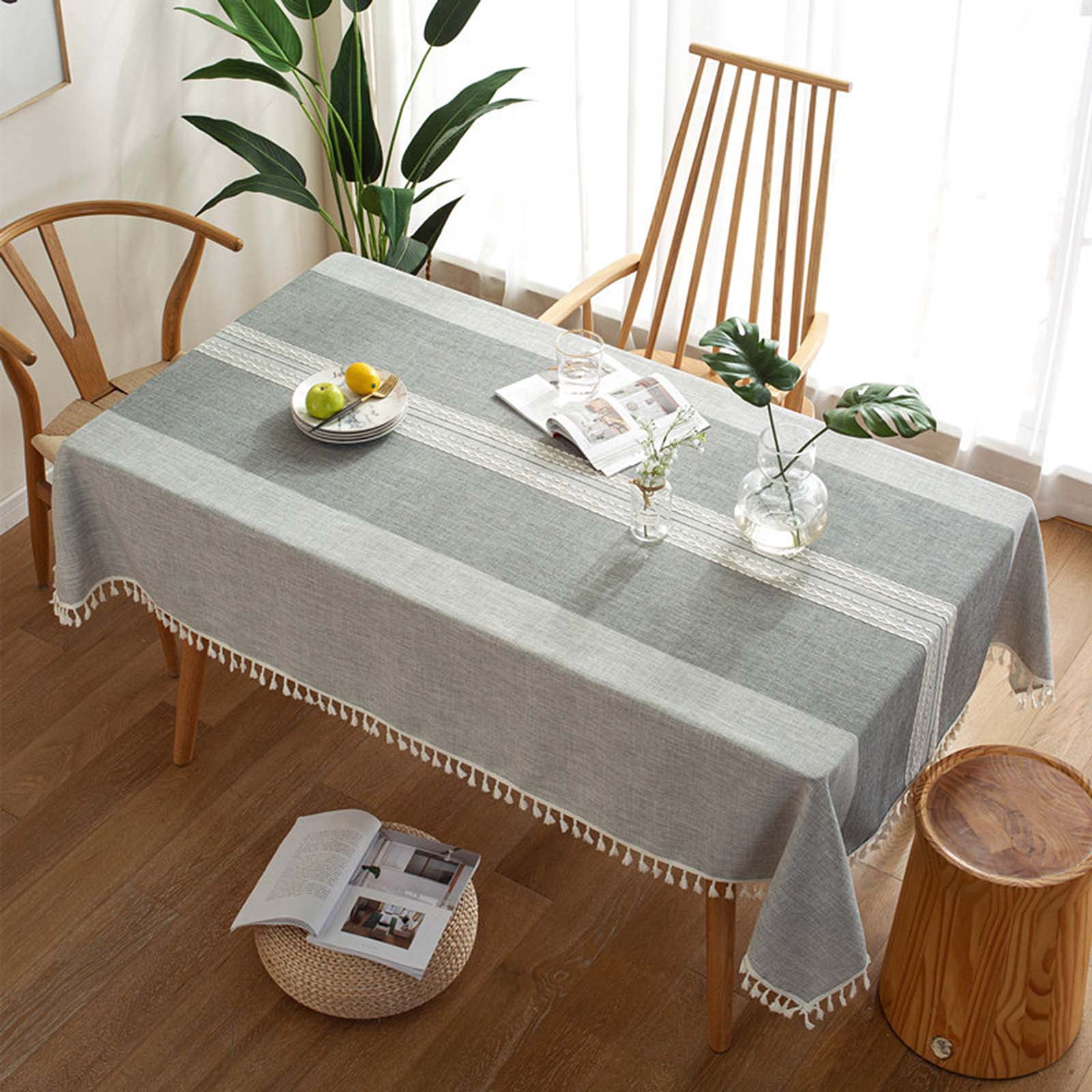 Linen Tassel Table Cloth Coffee, Runner For Round Coffee Table