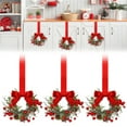 thumbnail image 2 of 6 Pcs Christmas Mini Wreaths for Cabinets – 10" Red Berry & Ribbon Bow Window Wreaths for Kitchen, Doors, Farmhouse Christmas Decorations, Wreath, 2 of 9