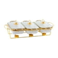 thumbnail image 2 of Elodie Chafing Dish for Buffet Serving Dish with Rack Buffet Server Luxury Rectangular Stripe White, 2 of 8
