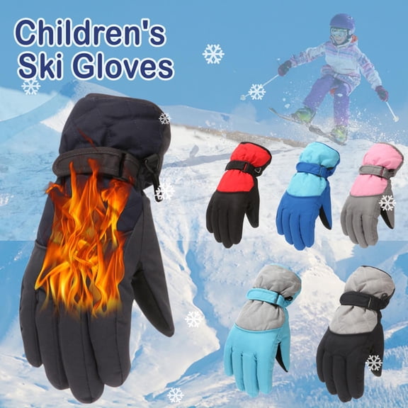 VKOYWKM Boys Ski Gloves Waterproof Windproof Thermal Kids Winter Gloves Snow Waterproof Ski Cold Weather Insulated Outdoor Snowboard Gloves for Boys Girls