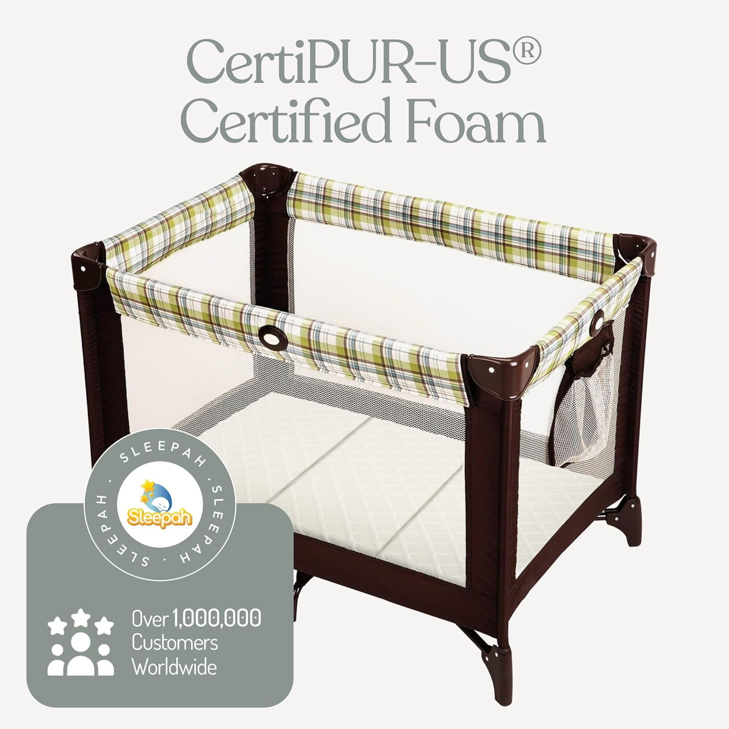 Sleepah Pack and Play Mattress Waterproof & Washable Cover Foldable Tri-Fold Pad 38 x 26 x 1" Pad for Babies and Toddlers Play Yards Mattresses Fits Most Playpens