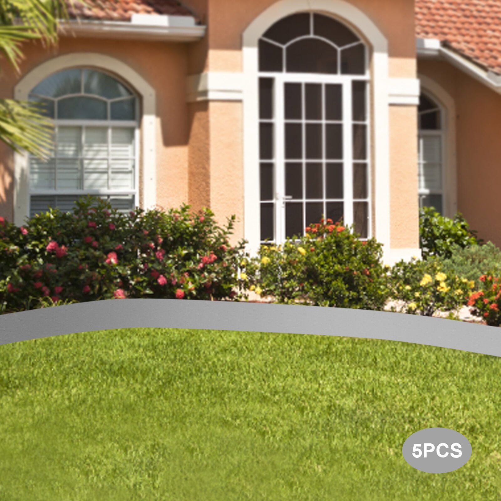 5PCS Metal Landscape Edging, 5"x39" Garden Edging Border, Flexible Steel Landscape Border, 16.25 ft Length Landscaping Metal Edging, Gray Lawn Edge for Garden Yard
