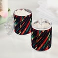 thumbnail image 2 of Yayeee 2 Pack Qtip Holder Bathroom Cotton Swab Canister with Lid Clear Dispenser Set, Orange Abstract Lines, 2 of 6