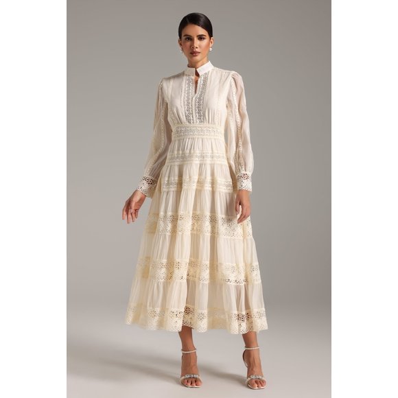 Vestido largo Bellabarnetten Lita con mangas abullonadas