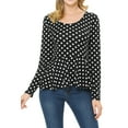 thumbnail image 2 of SSOULM Women's Long Sleeve Stetchy Knit Ruffle Hem Peplum Blouse Top with Plus Size, 2 of 5