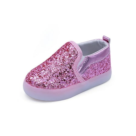 

Eloshman Kids Sneakers Non-slip Loafers Slip On Flats Sport Lightweight Comfort Skate Shoes Breathable Casual Sneaker Pink 9C