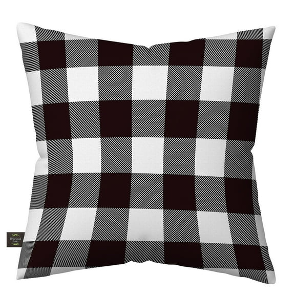 Briarwood Lane Black and White Check Burlap Pillow