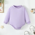 thumbnail image 2 of Kucnuzki Newborn Baby Girl Clothes 0 Months Fall Winter Bodysuit 3 Months Long Sleeve Solid Color Romper Bodysuit Purple, 2 of 6