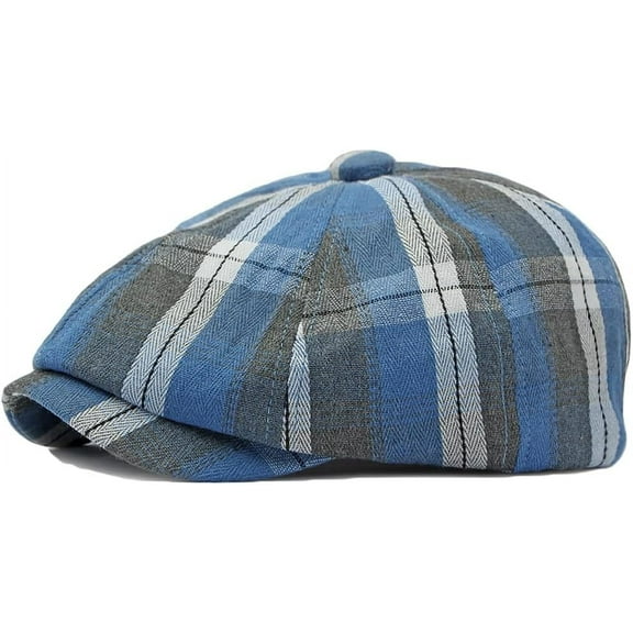 Mens Plaid Newsboy Cap Scally Newsies Ivy Cabbie Golf Hat