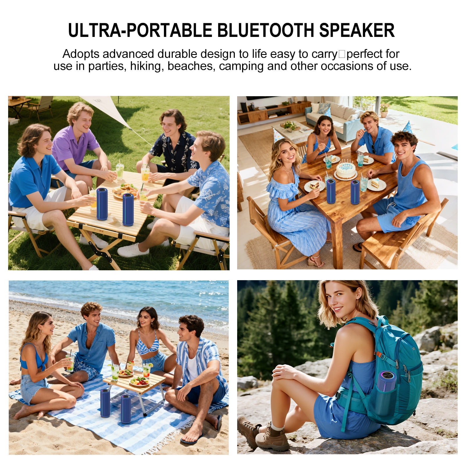 Jierben Bluetooth Speaker with Subwoofer, Bluetooth 5.4 Portable Speaker with 30W Loud Sound, Built-in Mic, 5H Playtime, LED Lights, IPX5, TWS Pairing