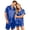 Blue-A#100622VV, variant on Couples Pajamas Sets Women & Men Satin Short Sleeve Sleepwear Button Down Shirt & Shorts 2 Piece Sleep Set with Pocket Orange L