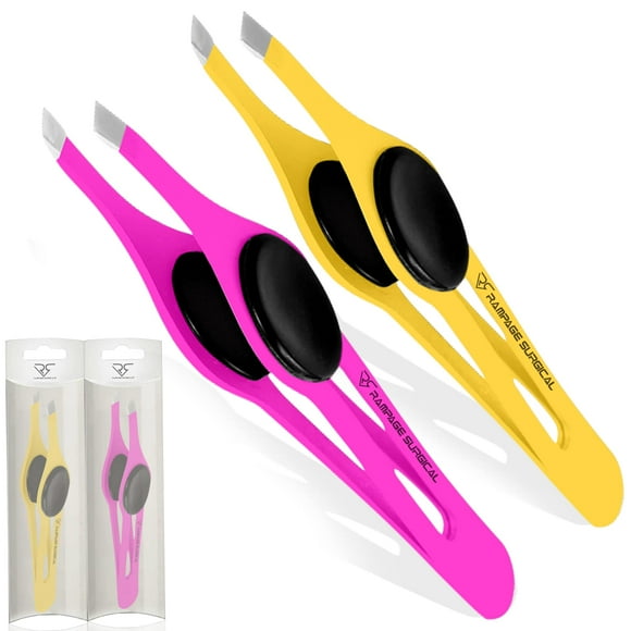 Pinzas Profesionales Para Cejas Con Punta Inclinada De Acero Inoxidable, Juego De 2,3 Piezas, Pinzas De Punta Inclinada Con Agarre Antideslizante Para Vello Facial, Depilación Y Eliminación De Pelos E