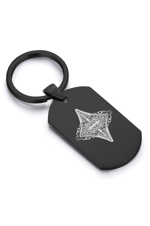 Stainless Steel Diamond Card Suit Dog Tag Keychain Circle Ring