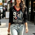 thumbnail image 5 of Womens 9/11 25th Anniversary Shirt 3/4 Sleeve Patriotic T Shirts | Never Forget 911 Memorial Shirt,Loose V-Neck Graphic T-Shirt,Printed American Flag T-shirt,Casual Tee Tops, M, 5 of 6