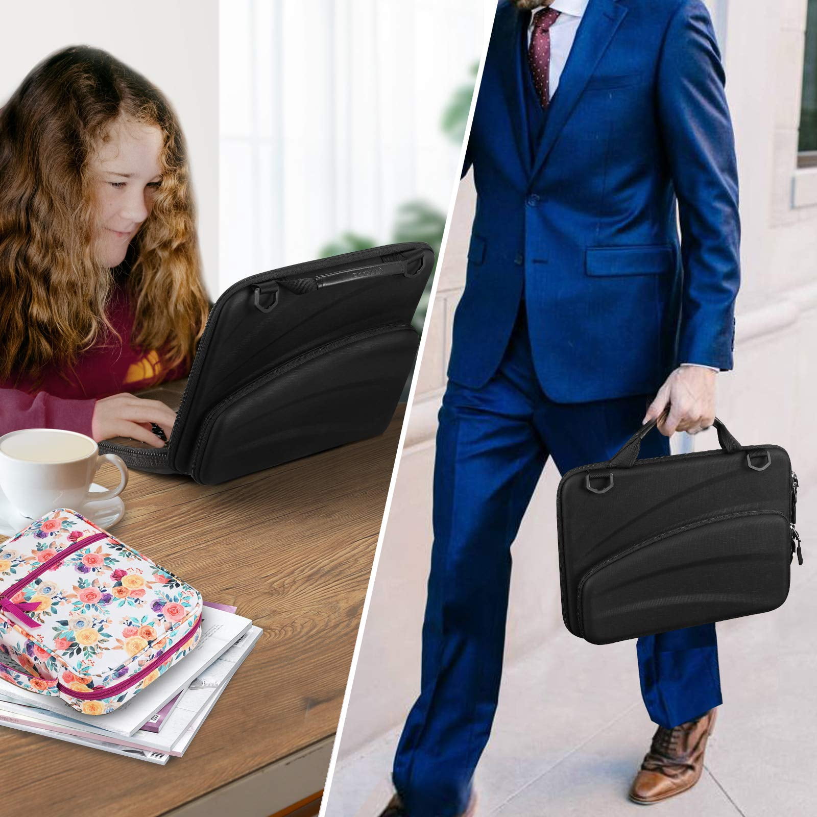 11-11.6 Inch Chromebook Sleeve Case - Protective Briefcase Shoulder Bag with Accessory Pouch for Up to 11.6" Laptop Notebook Ultrabook, Black