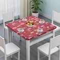 thumbnail image 3 of Red Christmas Snowflake Tree and Star Pattern Square Fitted Tablecloth with Elastic Edge,Square Table Cover,Washable Elastic Table Cover for Home Kitchen Party Decor 36"x36", 3 of 6