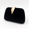 thumbnail image 2 of Velvet Evening Handbag Chain Clutch Bag Leaf Buckle Dinner Party Prom Purse, 2 of 8