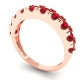 thumbnail image 2 of 1 ctw Wedding Band for Women - 14K Rose Gold Simulated Ruby Stackable Eternity Ring, 2 of 6