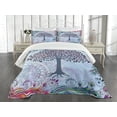 thumbnail image 3 of Ambesonne Nature Quilted Bedspread Set 3 Pcs, Vintage Tree of Life, King Size, Blue, 3 of 5