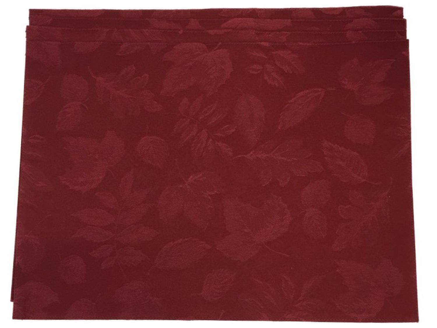 Autumn Gatherings Damask Leaves Placemat Set Of 4, Burgundy Wine