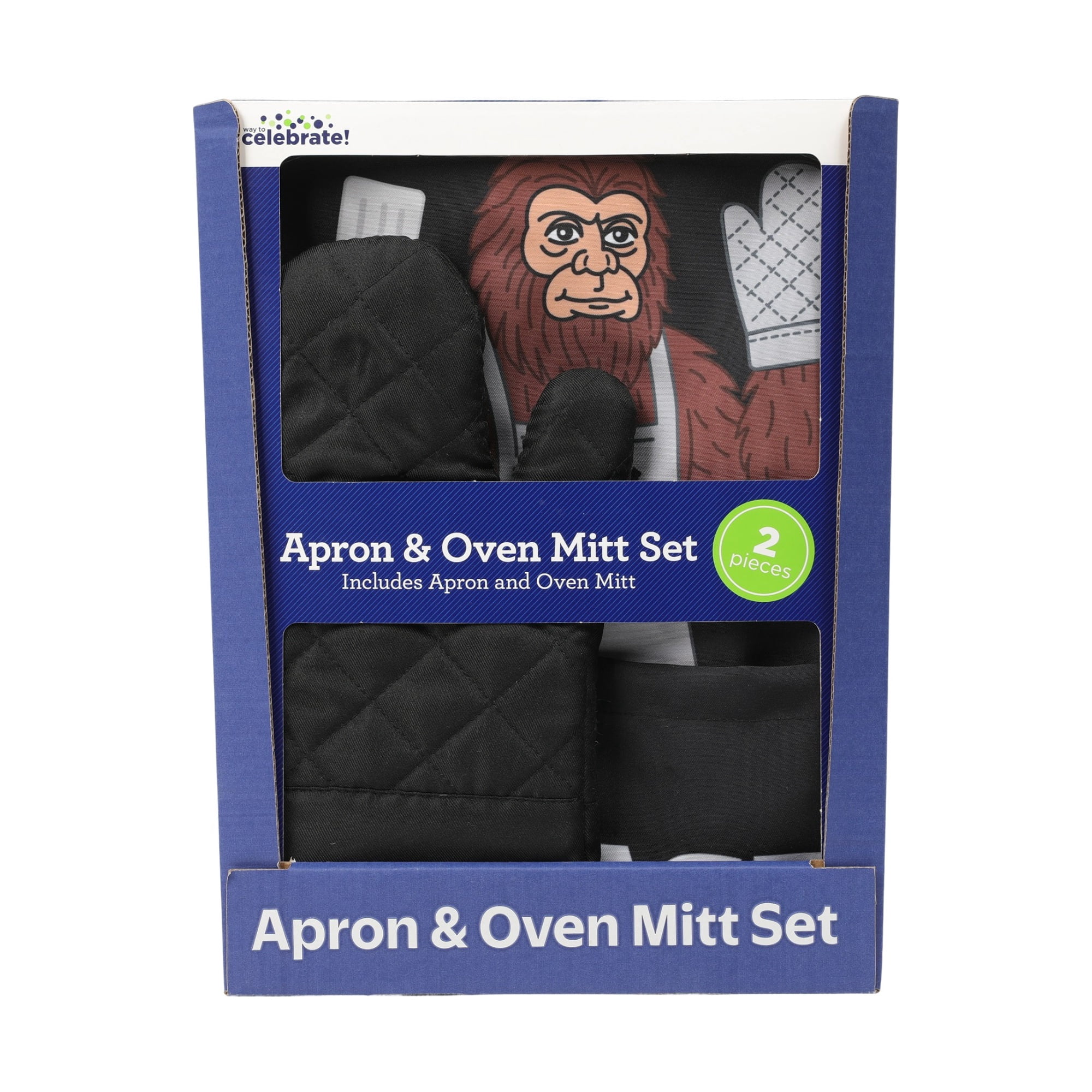 Beast of The Grill Apron and Oven Mitt Set, Black, Father's Day by Way To Celebrate